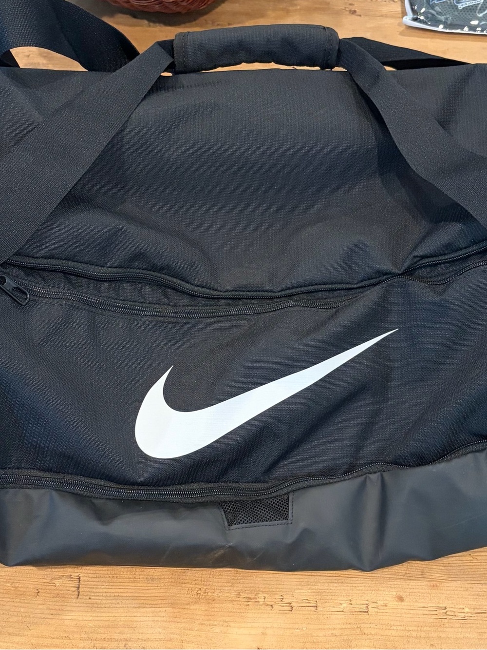 Nike Black and White Swoosh Sports Duffel